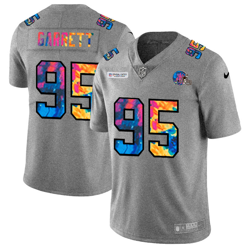 NFL Cleveland Browns #95 Myles Garrett Men Nike MultiColor 2020  Crucial Catch  Jersey Grey->baltimore ravens->NFL Jersey